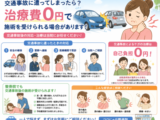 交通事故に遭ってしまったら？治療費0円で施術を受けられる場合があります