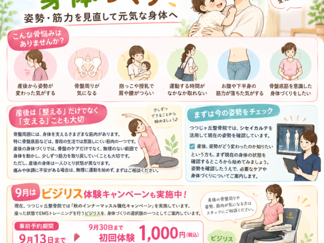 産後の骨盤矯正と身体づくり｜姿勢・筋力を見直して元気な身体へ