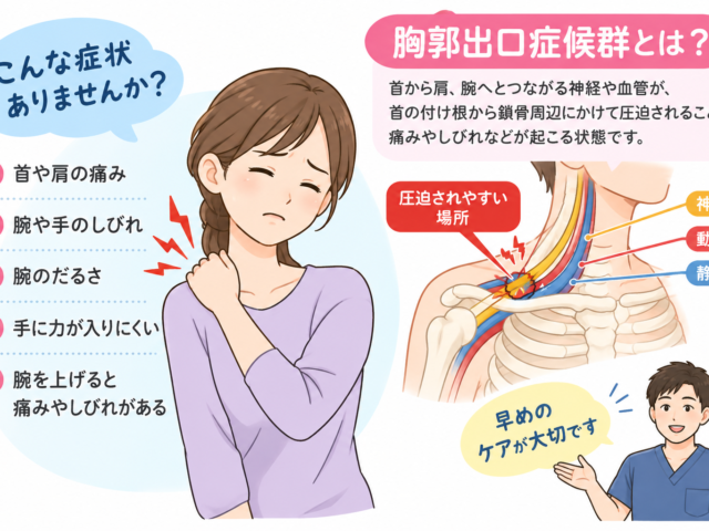 胸郭出口症候群とは？腕や手のしびれ・肩こりの原因と日常生活で気をつけたいこと